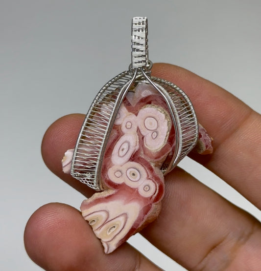 Rhodochrosite slice pendant!