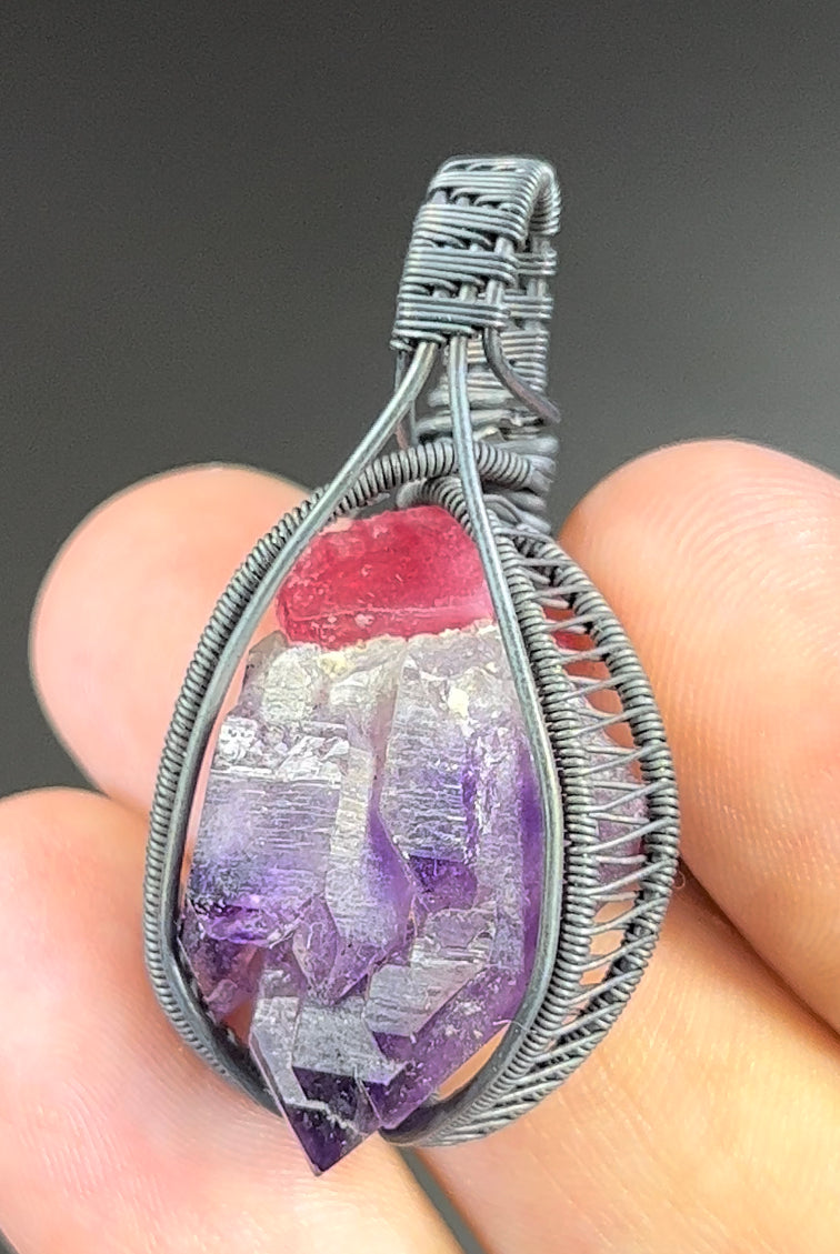 Brandberg Amethyst/Rhodonite Pendant