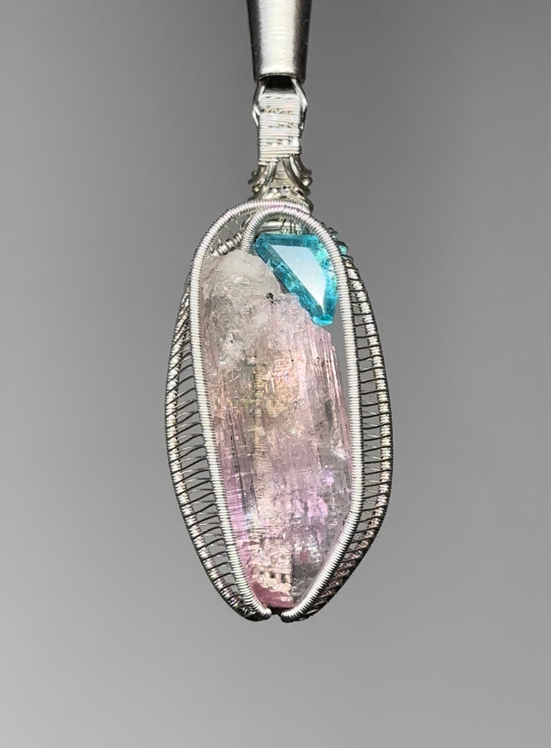 Pink Tanzanite and Blue Apatite Pendant