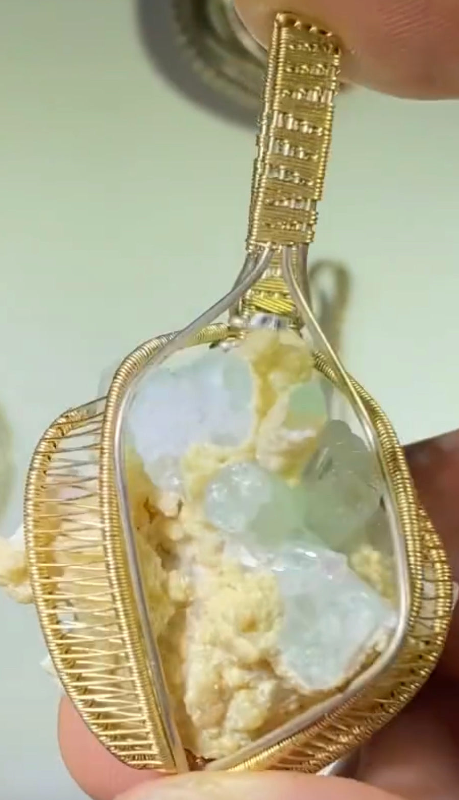 Cotton Candy Tourmaline cluster pendant