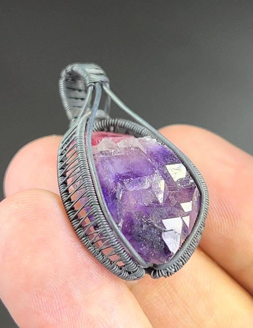 Brandberg Amethyst/Rhodonite Pendant