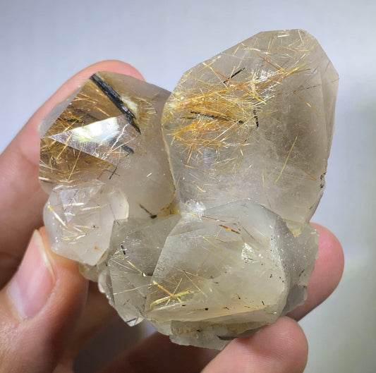 Zagi Mtns Golden Rutile, Astrophyllite, Aergerine included Quartz cluster!