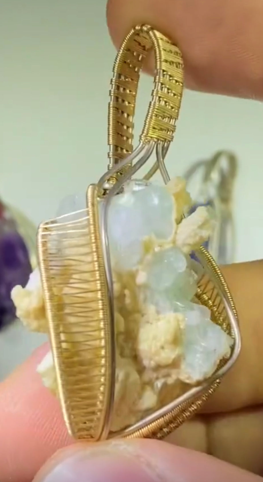 Cotton Candy Tourmaline cluster pendant