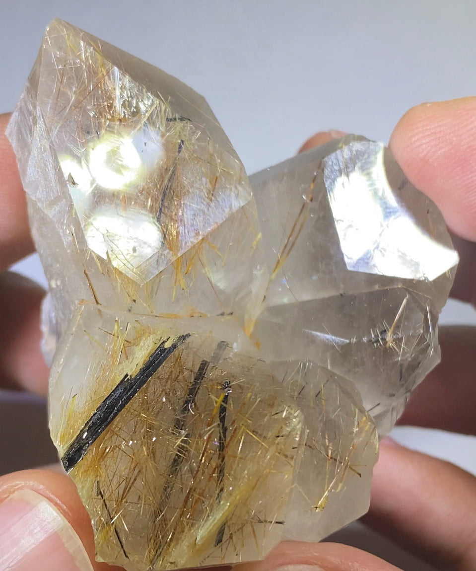 Zagi Mtns Golden Rutile, Astrophyllite, Aergerine included Quartz cluster!
